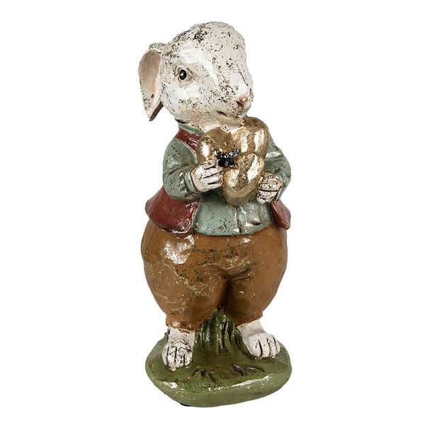 Decorative picture rabbit beige red green 9x12x22 cm