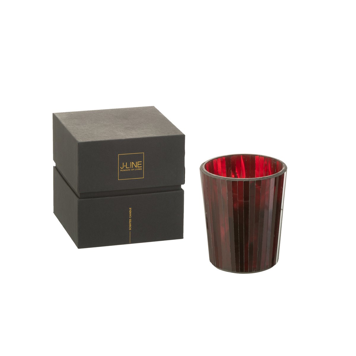 J-Line Duftkerze Noa – Ruby Red – Glas – Rot – mittel – 55U