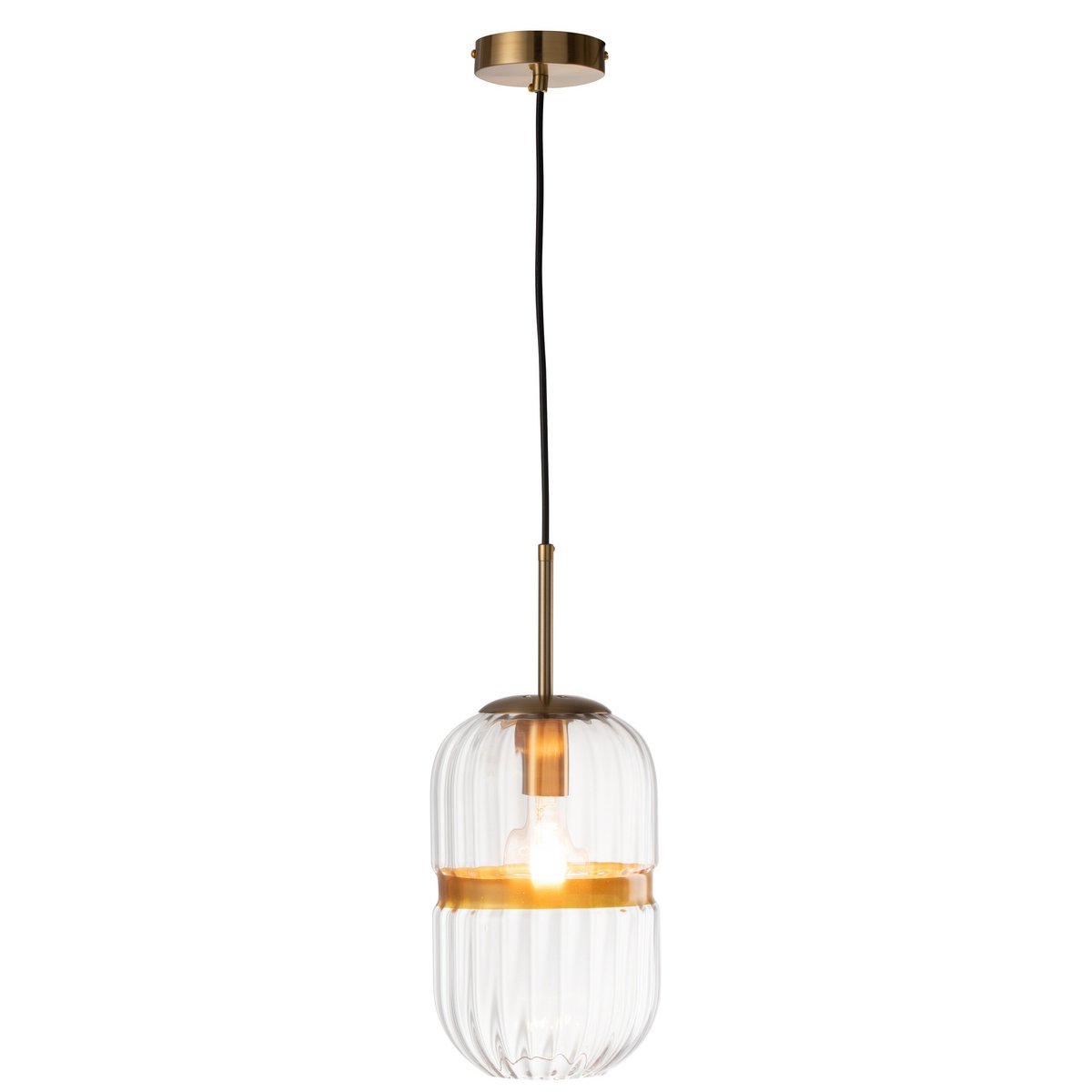 Hanglamp Tube Ijzer Glas Transparant Goud
