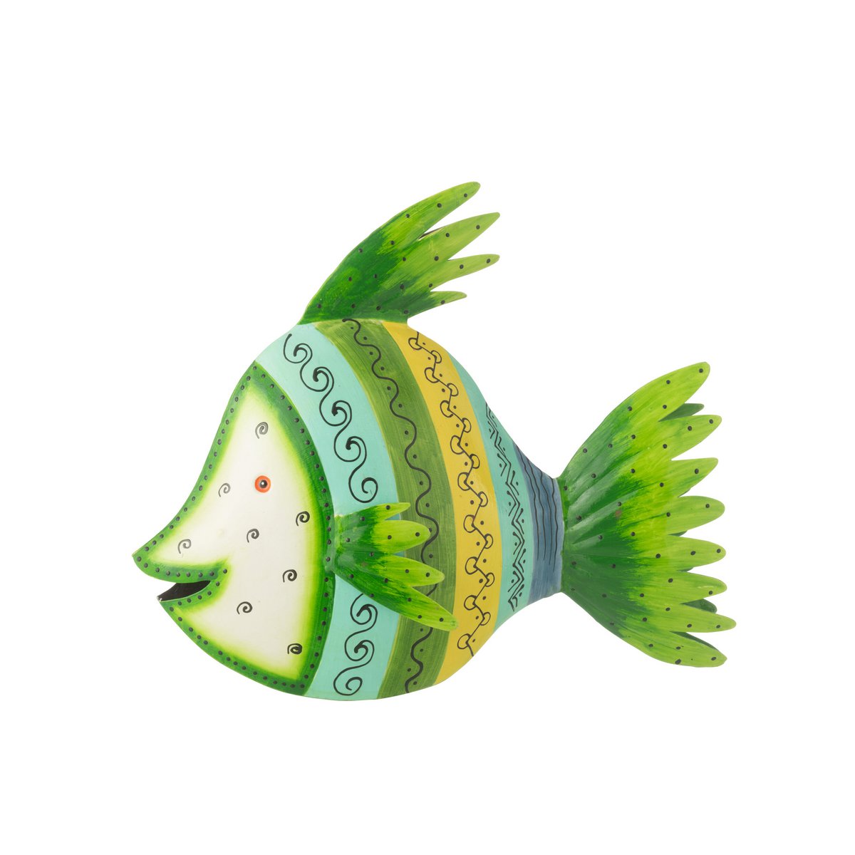 J -Line Dekoration Fisch - Eisen - Azurblau/Grün - groß