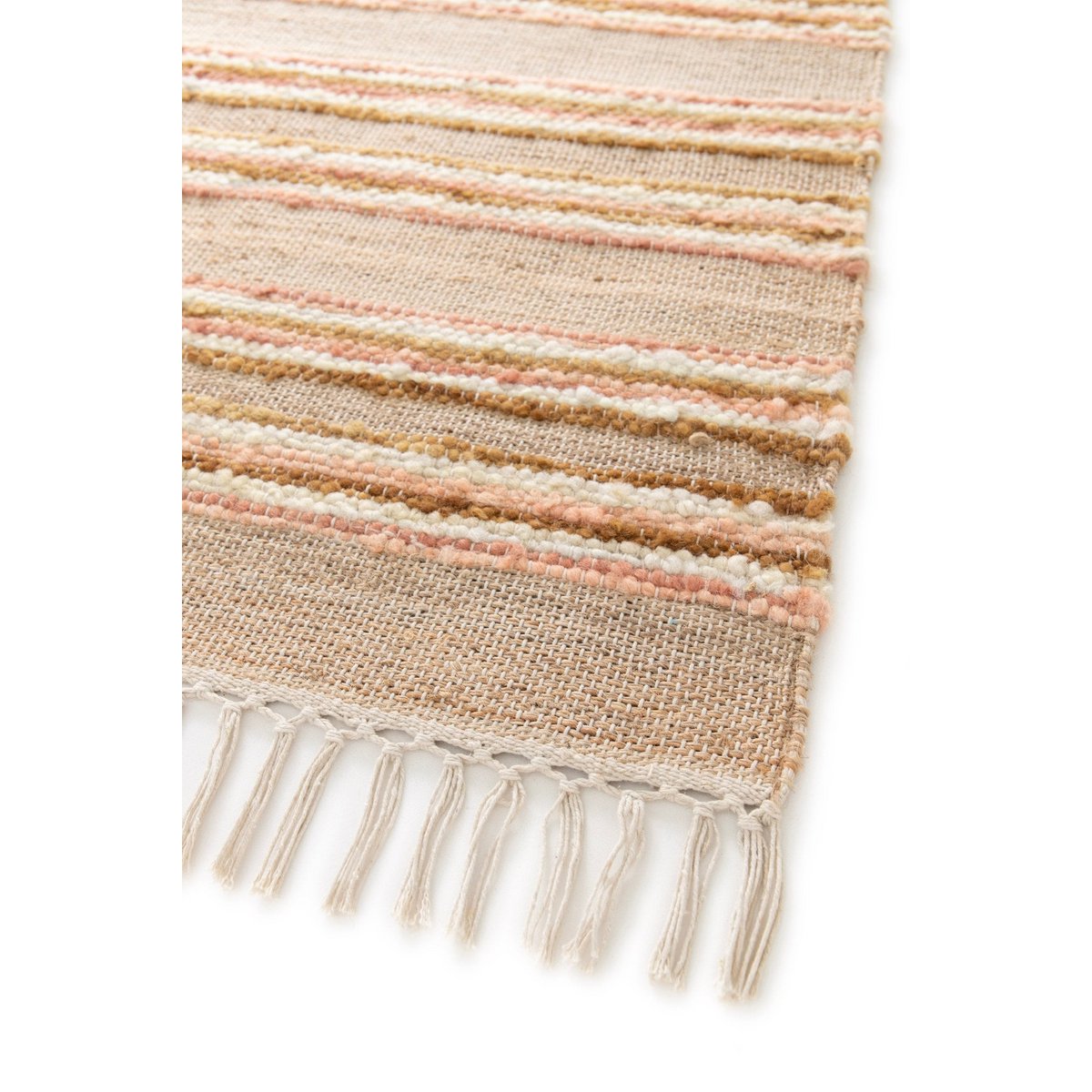 Handgefertigter Woll -Wollteppich und Jute Raj