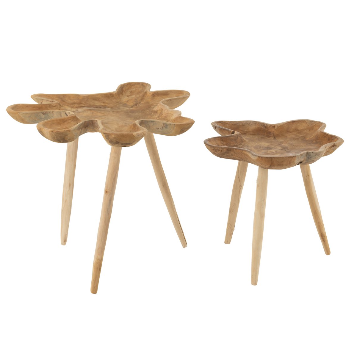 Beistelltisch Set Splash – 2er Set aus Teakholz in Natur