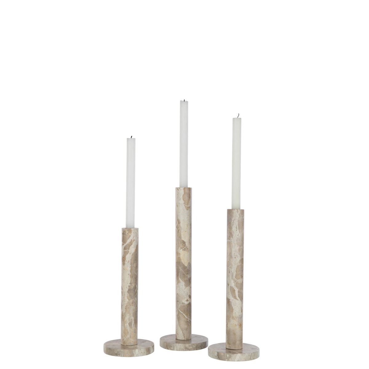 3er-Set Kerzenhalter Marmor Beige