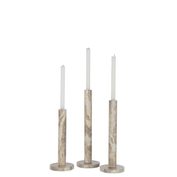 3er-Set Kerzenhalter Marmor Beige