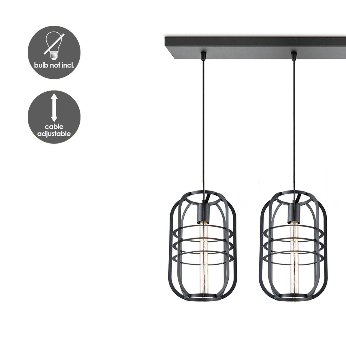 Pendant light Nero 3 - Black - 104x24x141cm