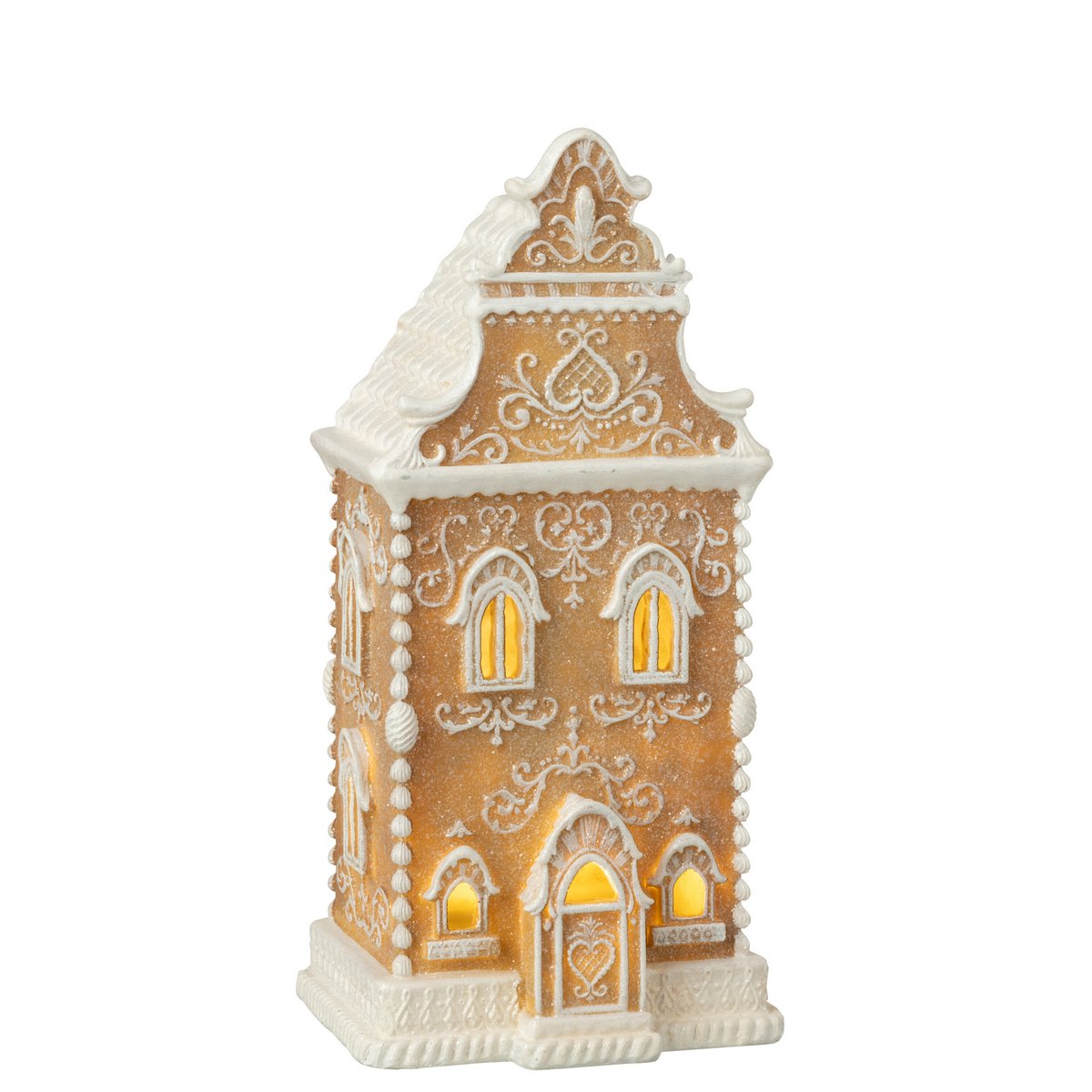 Gingerbread House Christmas Decoration Made of Polyresin with LED Lighting