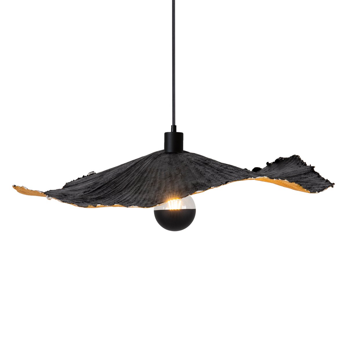 Papier-Pendelleuchte "CRAZY PAPER" Ø 56 cm aus beschichtetem Papier in Schwarz,, E27-Fassung, Beleuchtung für Wohnräume oder Büro