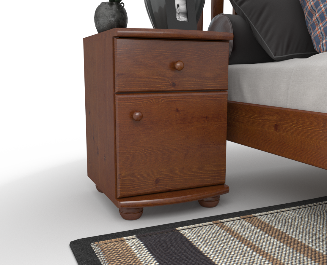 Claudia Kiefer Massivholz Nachttisch Nachtschrank | 1-Schublade 1-Türig | 100% Bio Kiefer