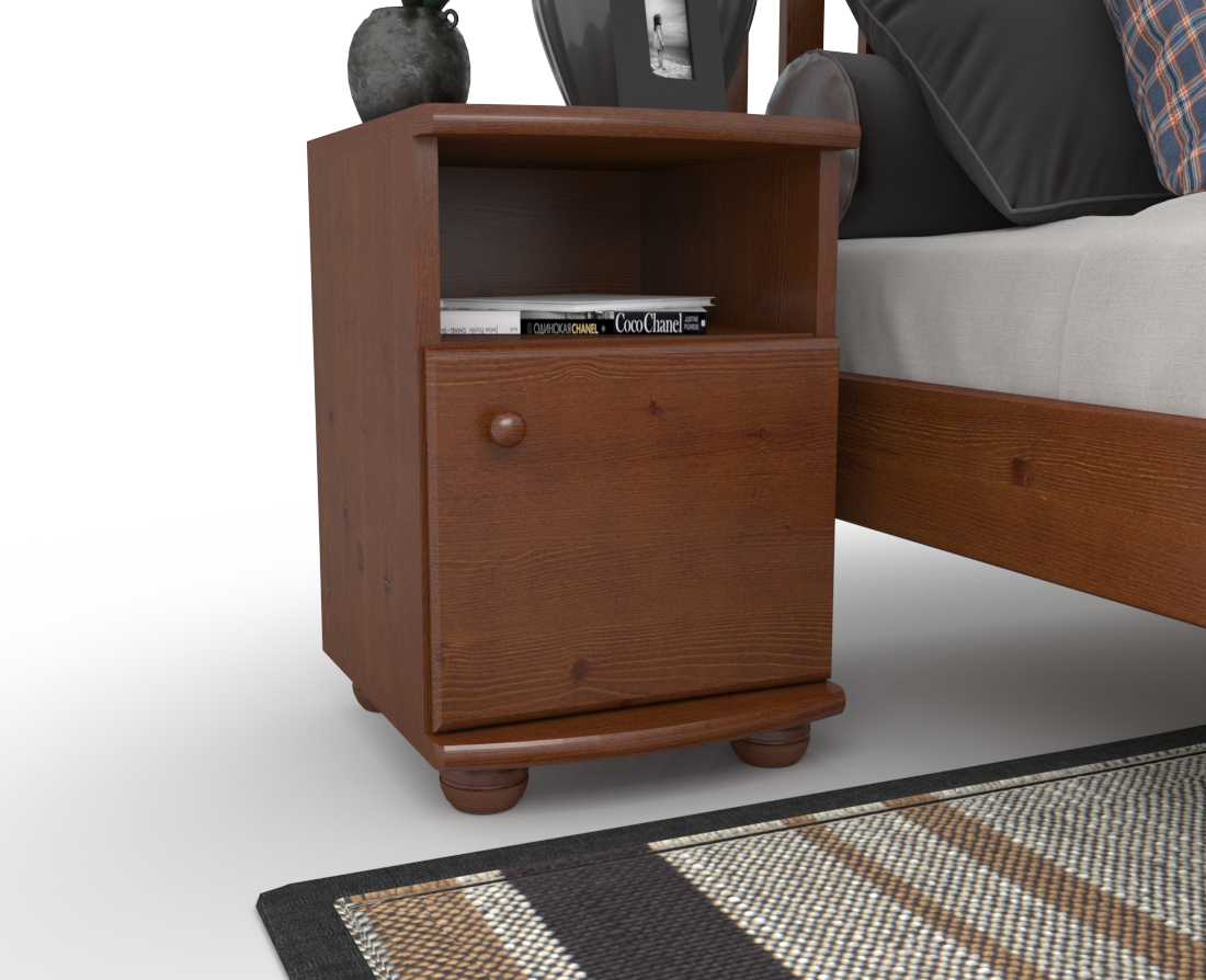 Claudia Kiefer Massivholz Nachttisch Nachtschrank | 1-Regal | 1-Türig | 100% Bio Kiefer