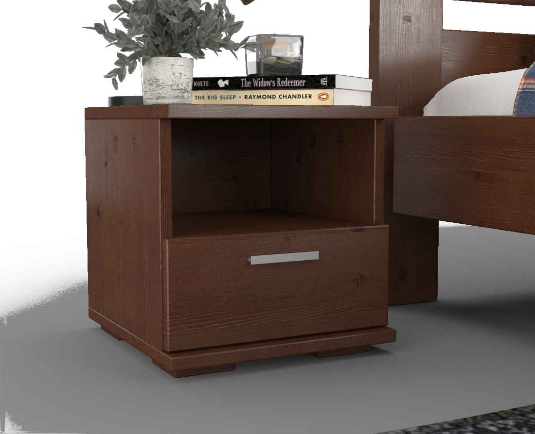 Nobis Kiefer Massivholz Nachttisch Nachtschrank | 1-Schublade und 1 Regal | 100% Bio Kiefer