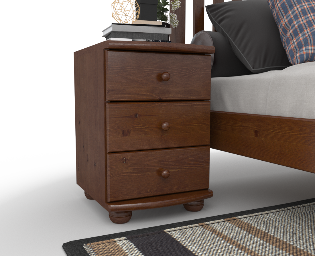 Claudia Kiefer Massivholz Nachttisch Nachtschrank | 3-Schubladen | 100% Bio Kiefer