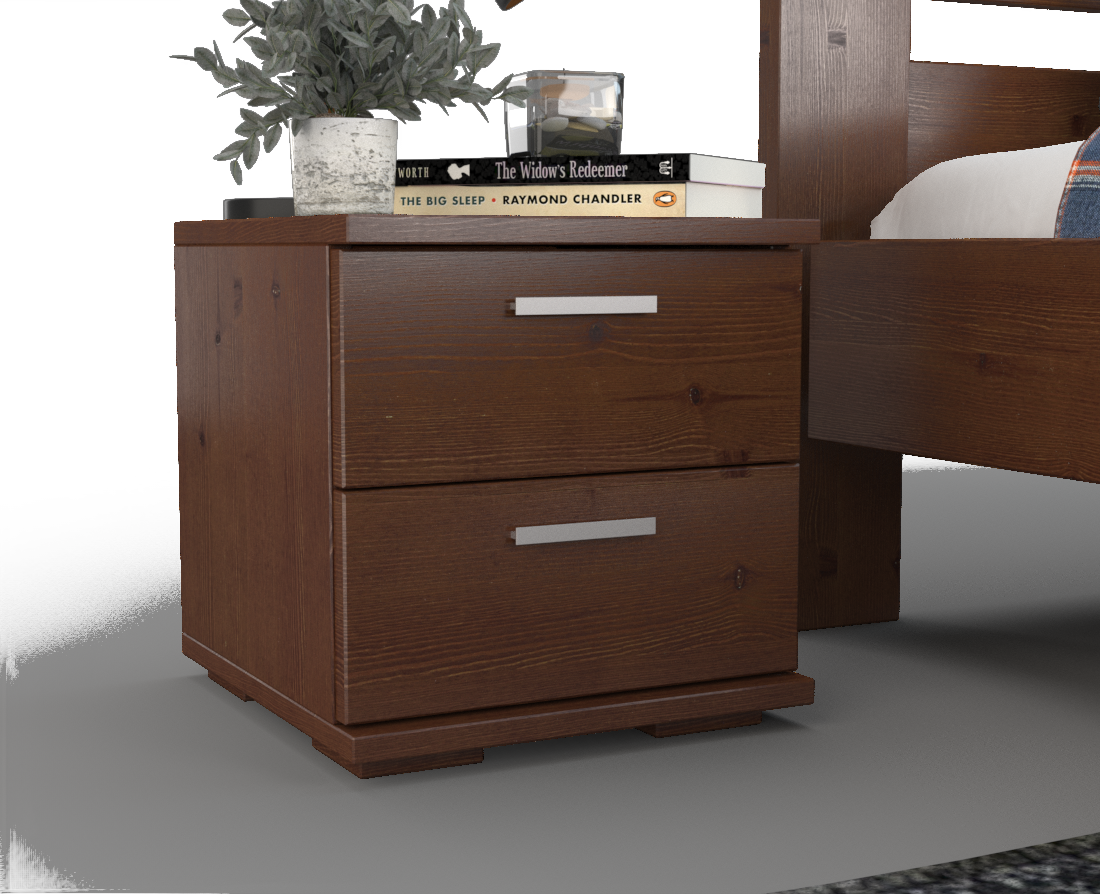 Nobis Kiefer Massivholz Nachttisch Nachtschrank | 2-Schubladen | 100% Bio Kiefer