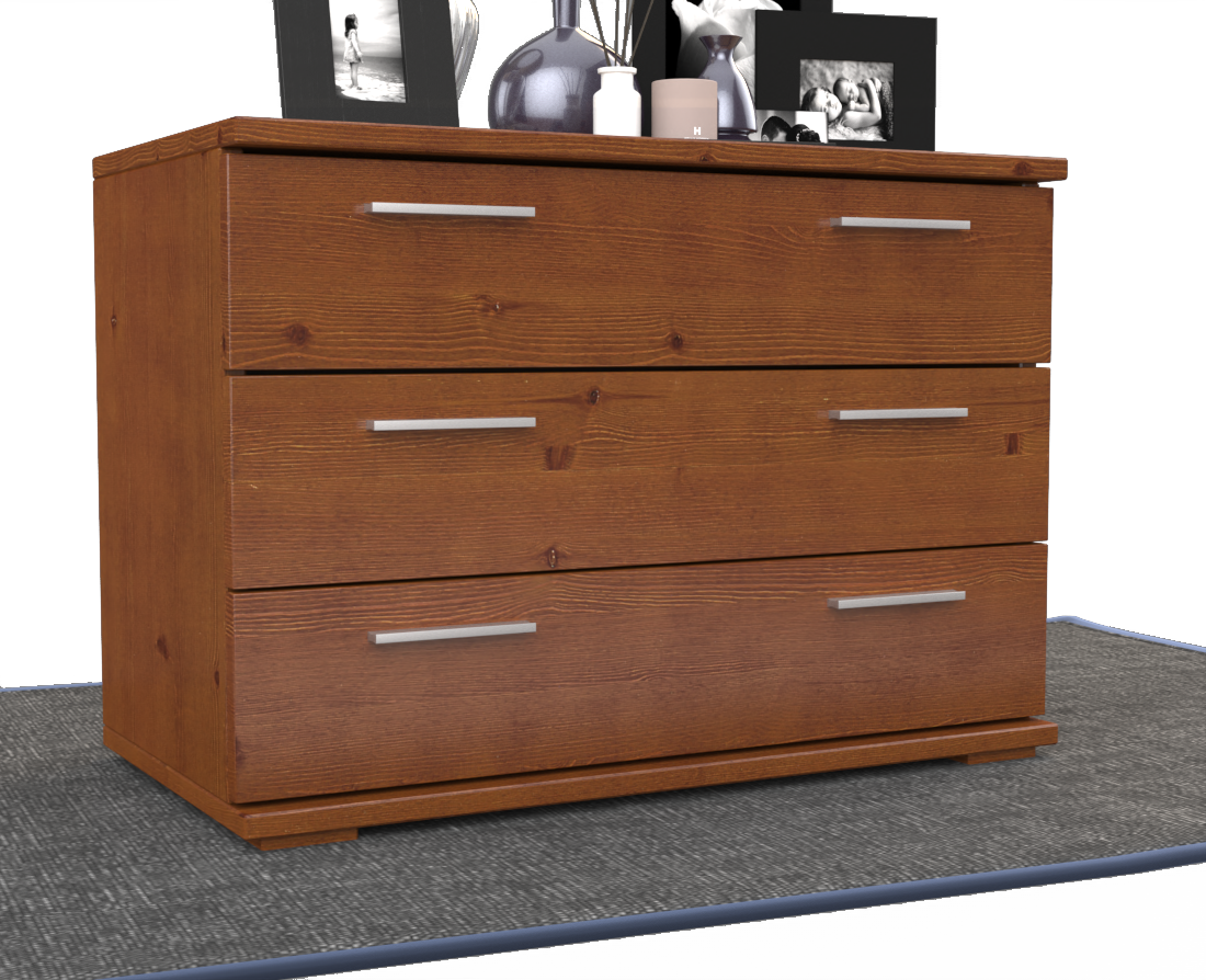 Nobis Kommode Sideboard | 3 große Schubladen | 57cm hoch | 100% Bio Kiefer Massivholz