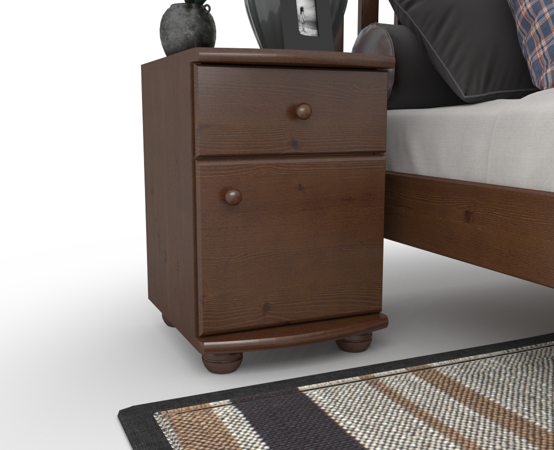 Claudia Kiefer Massivholz Nachttisch Nachtschrank | 1-Schublade 1-Türig | 100% Bio Kiefer