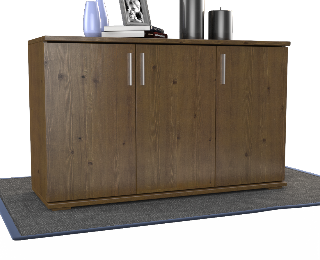 Nobis Kommode Sideboard | Anrichte | 3-Türig mit Regalböden | 100% Bio Kiefer Massivholz