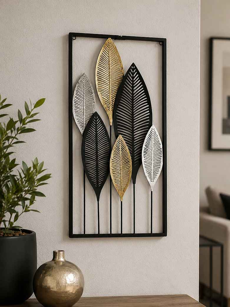 Wanddeko Noxi Wandschmuck 3D Bild Metalldeko Metallbild H:75cm Blätter