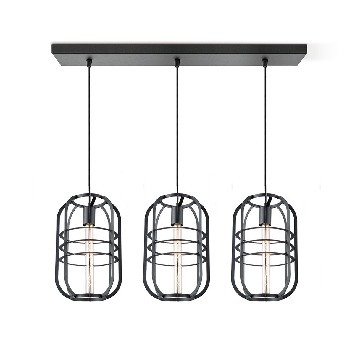 Pendant light Nero 3 - Black - 104x24x141cm