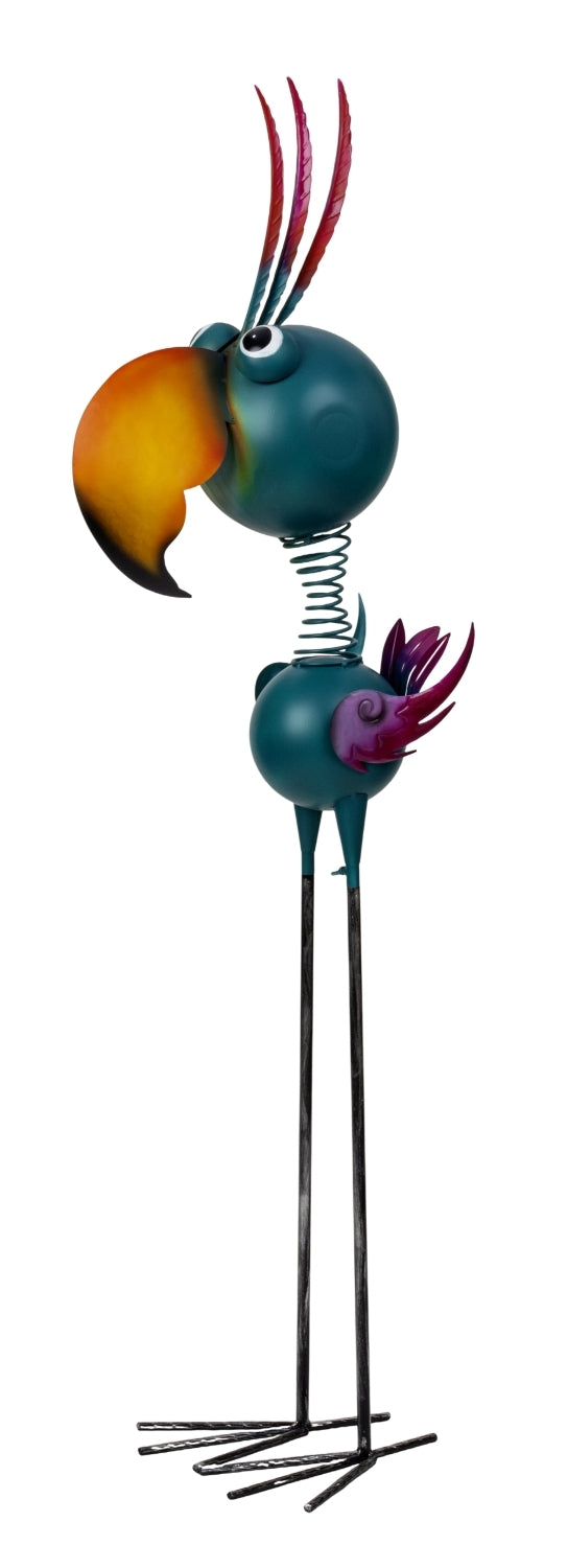 Gartendeko Metall Vogel XL bunt stehend Marivo 129 cm