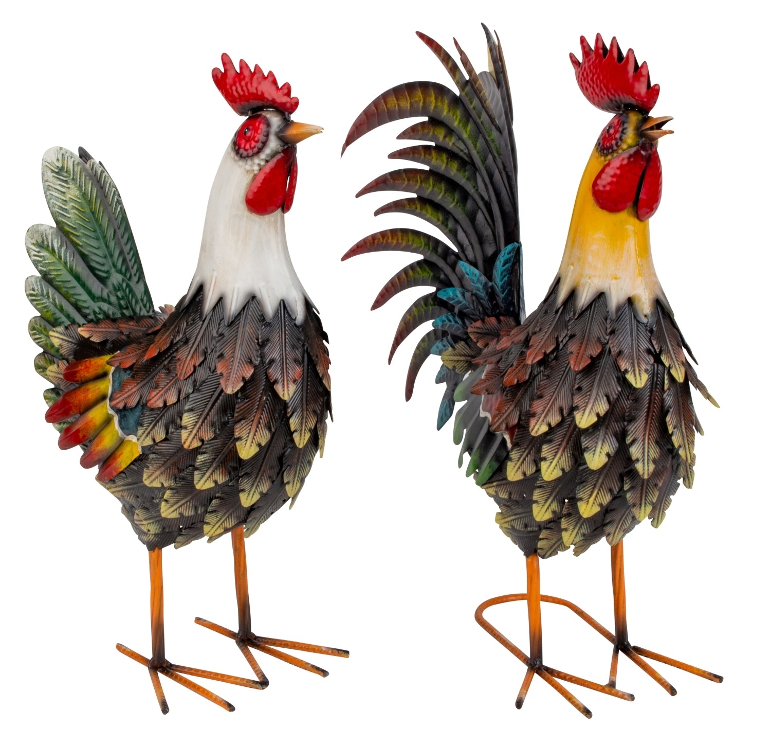 Metallfigur Farbenhof Duo Hahn und Henne stehend Mehrfarbig Bauernhof