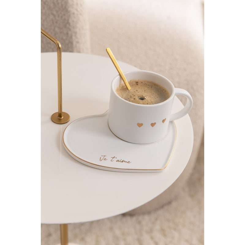 Moderne bijzettafel in wit en goud - 68 cm