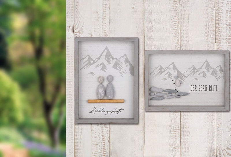 Set of 4 stone pictures love/the most beautiful way - two variants of inspirational wall art