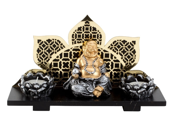Gouden Boeddha theelichthouder set