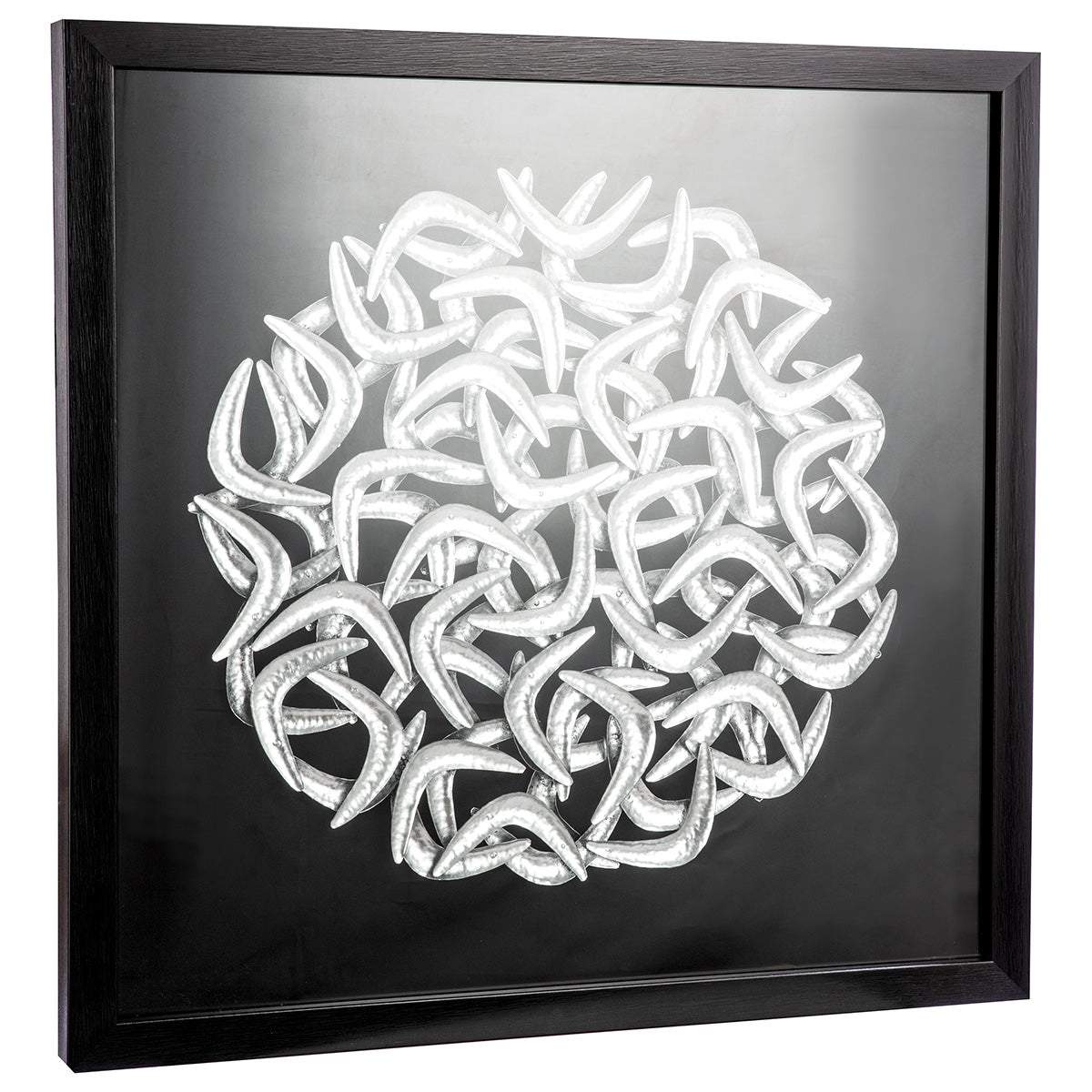 Wandbild Salerno abstrakt schwarz silber 3D Optik quadratisch 60x60cm