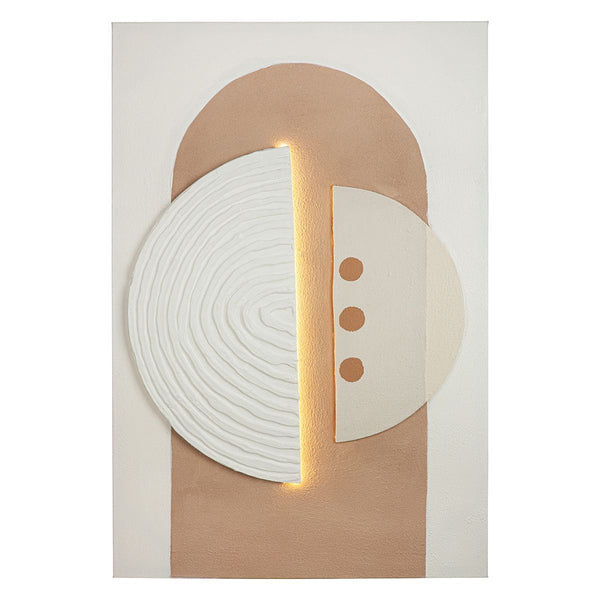LED Wandbild Carve Modern Abstrakt Creme Weiß 60x90 cm Leinwand
