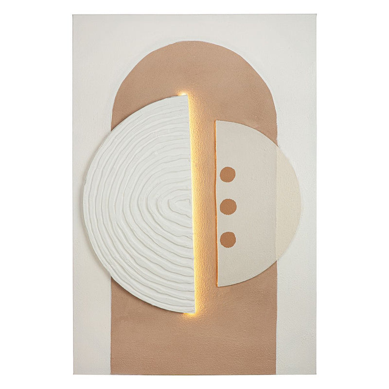 LED Wandbild Carve Modern Abstrakt Creme Weiß 60x90 cm Leinwand