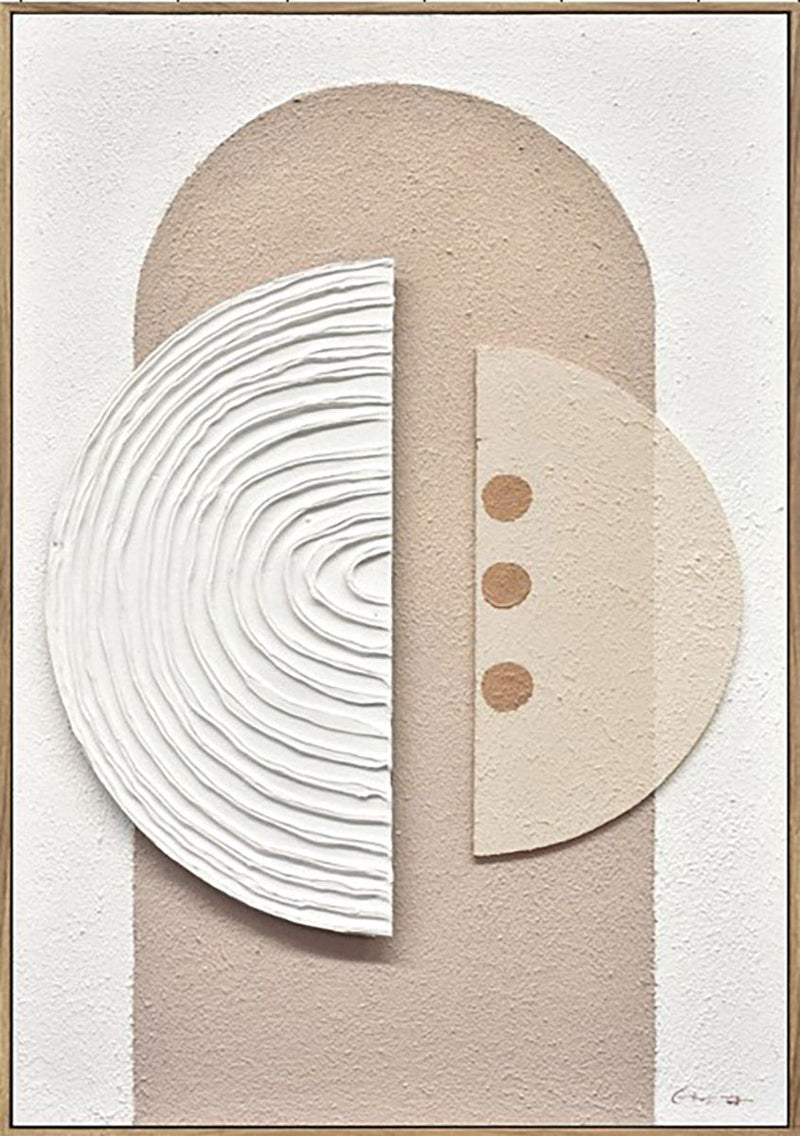 LED Wandbild Carve Modern Abstrakt Creme Weiß 60x90 cm Leinwand