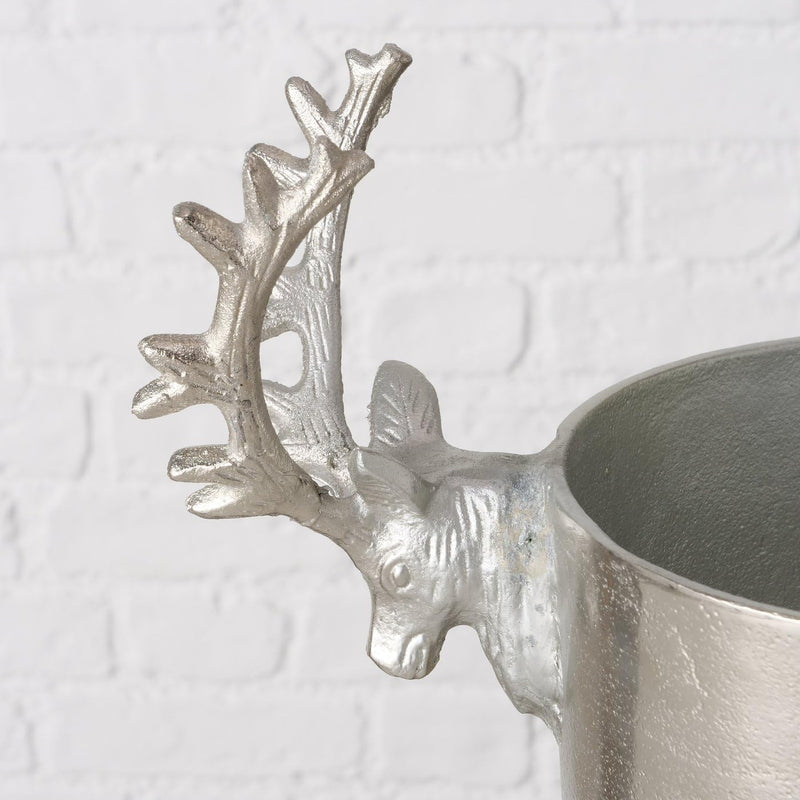 Elomir champagne cooler – elegant deer head design cooler in silver