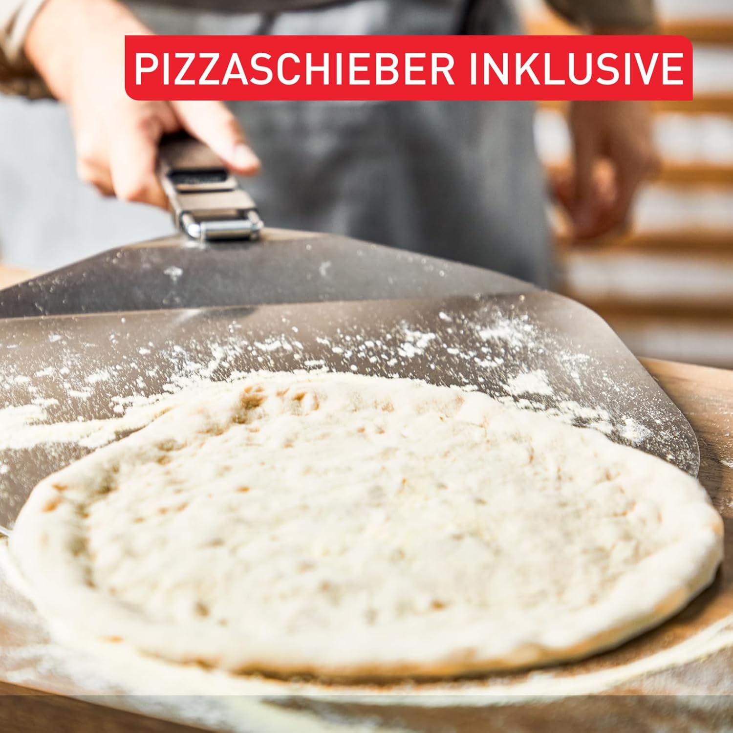 Tefal Pizza Pronto Gas-Pizzaofen für den Außeneinsatz, bis 400 °C, Temperaturregler, Ein-/Ausschalter, Steuerung des Drehsteins, kompakt, inkl. Pizzaschieber, Edelstahl, JM413015