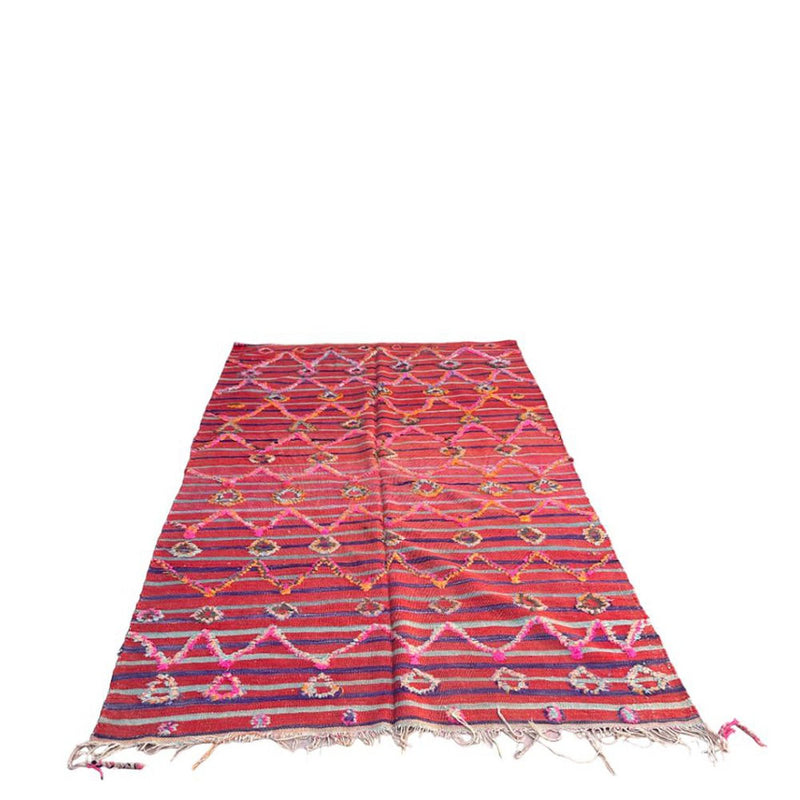 Marokkanischer Kelim-Berberteppich aus reiner Wolle, 138 x 220 cm