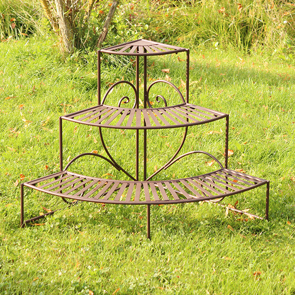 Bardolino metal corner shelf, dark brown, 81 x 60 x 58 cm