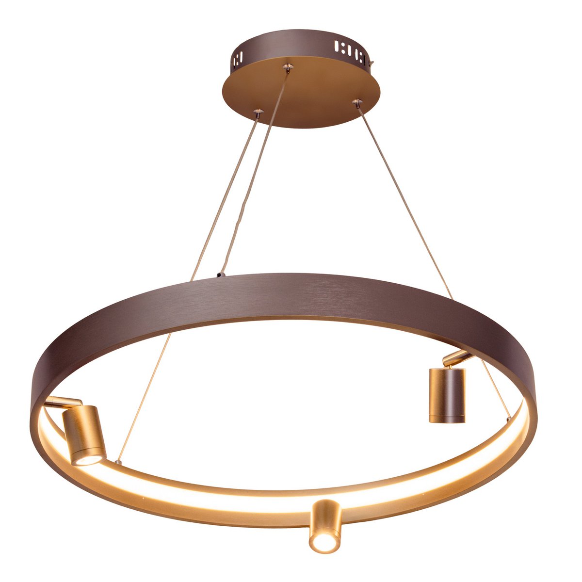 LED Pendelleuchte ""TRISTAN", moderne Pendellampe aus Metall und Kunststoff in Stahl-blank, die LEDs sind fest verbaut. Mit ca. 58 cm Ødie ideale Beleuchtung für Wohnzimmer, Esszimmer oder Küche.