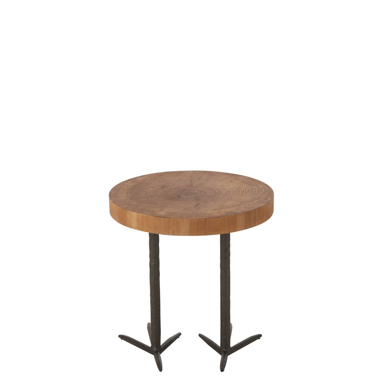 Modern Stool with Bird's Foot Design – Wood Look &amp; Iron, Natural/Black