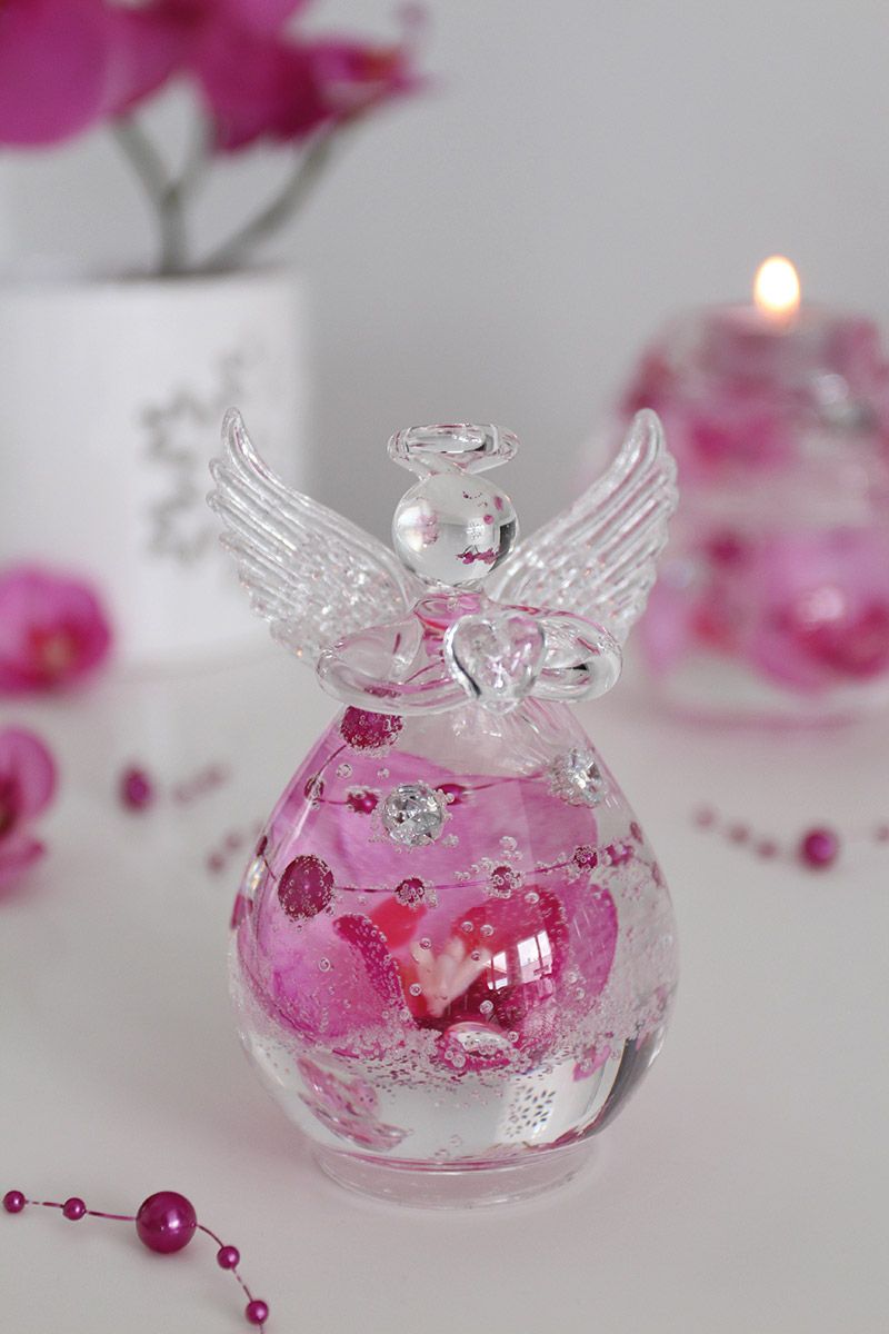 Glazen engelen Pink Orchid - Elegante decoratie voor uw huis, set van 6