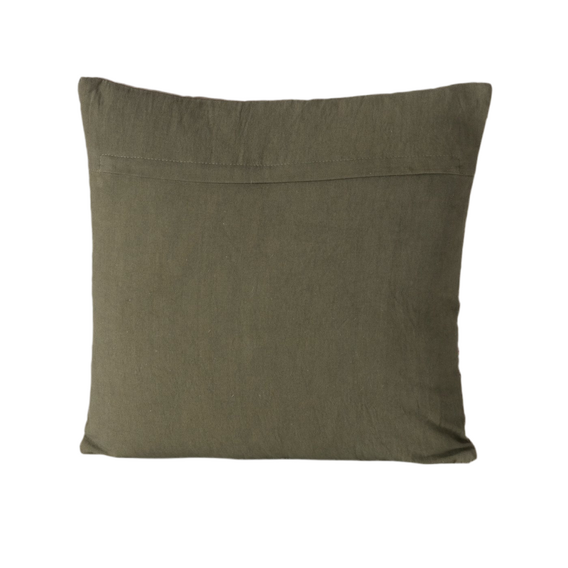 Kissenbezug Botanica Verde 45x45 cm Handbestickt Florales Design Oliv