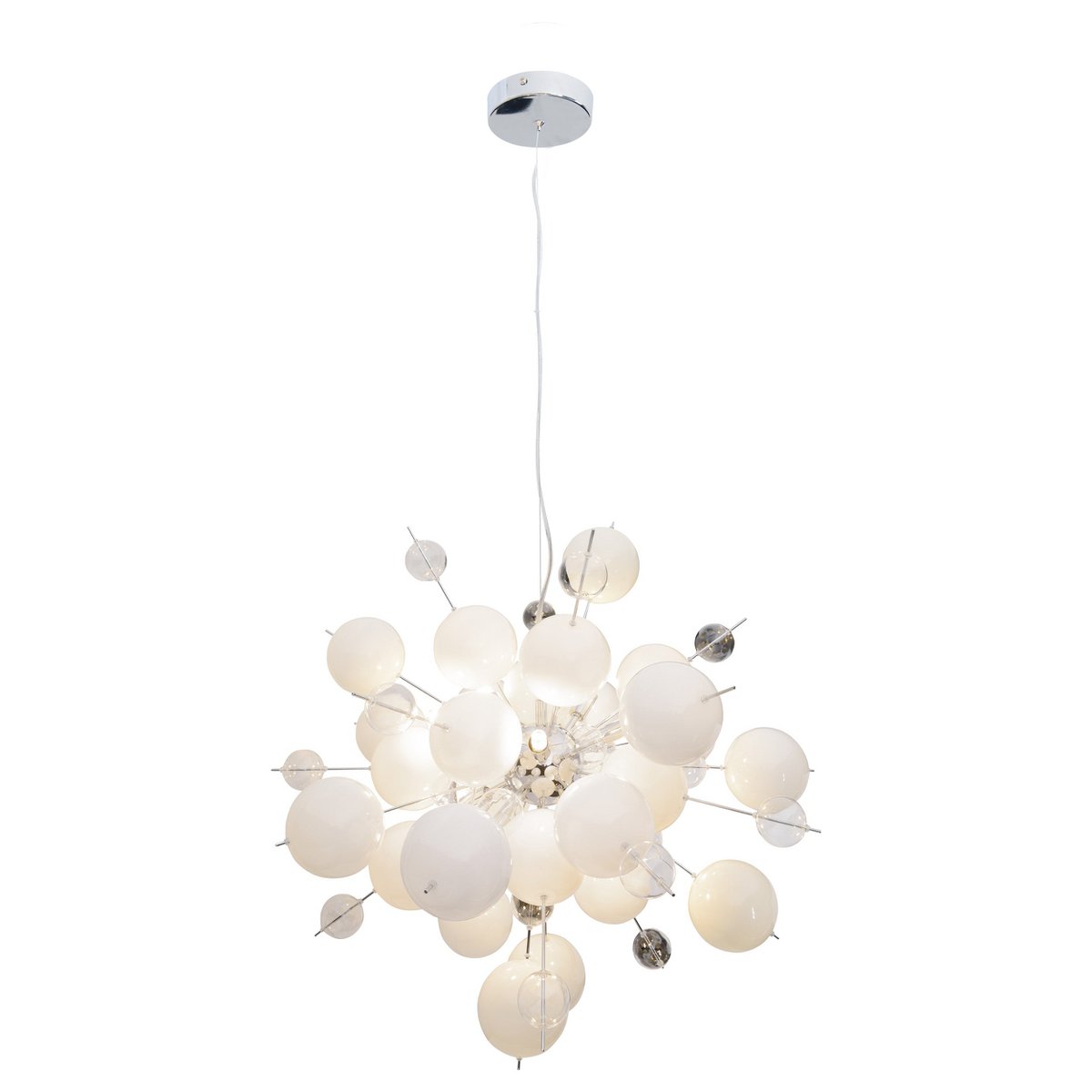 Pendelleuchte "EXPLOSION" weiß aus Metall und Glas, G9 Fassungen, für Esszimmer, Wohnzimmer, Diele oder Büro, Hängelampe Øca 65 cm