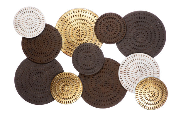 Elegantes Wandrelief 'Tobago' braun/goldfarben/weiß gewischt - Metall, 108 x 69 cm