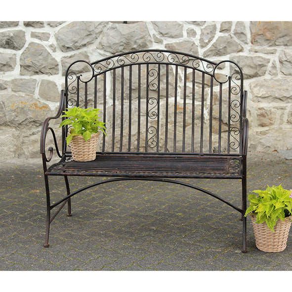 Lazise metalen bank, donkerbruin, 117 x 50,2 x 108,6 cm
