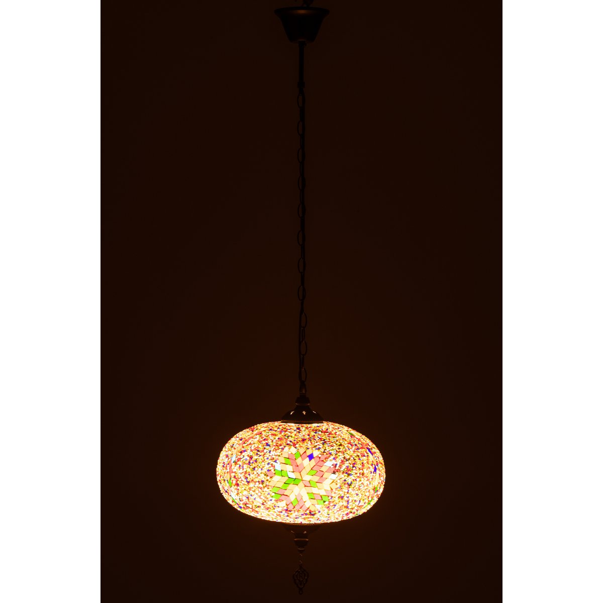 Oriental hanging lamp with mosaic – Large pendant light in orange