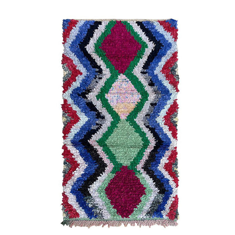 Moroccan Berber carpet made from recycled textiles 89 x 172 cm