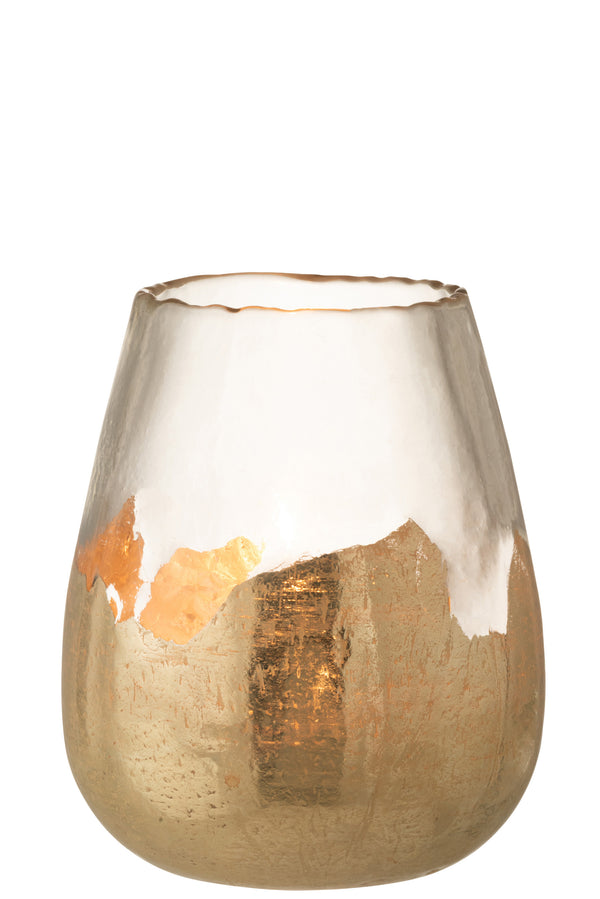 Elegantes 4er Set Teelichthalter 'Zoe' - Rundes Glasdesign in Gold - 31cm Höhe