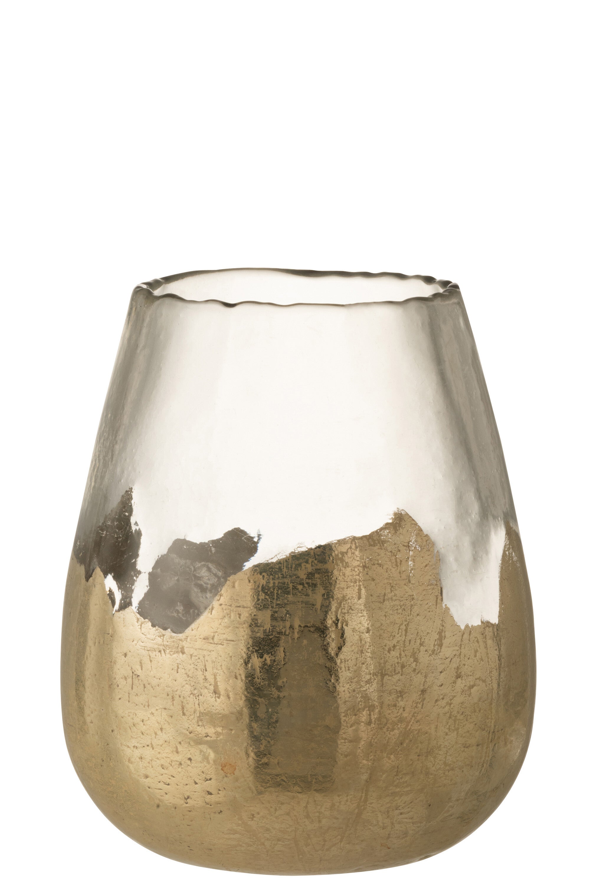 Elegante set van 4 theelichthouders 'Zoe' - rond glazen ontwerp in goud - 31cm hoog