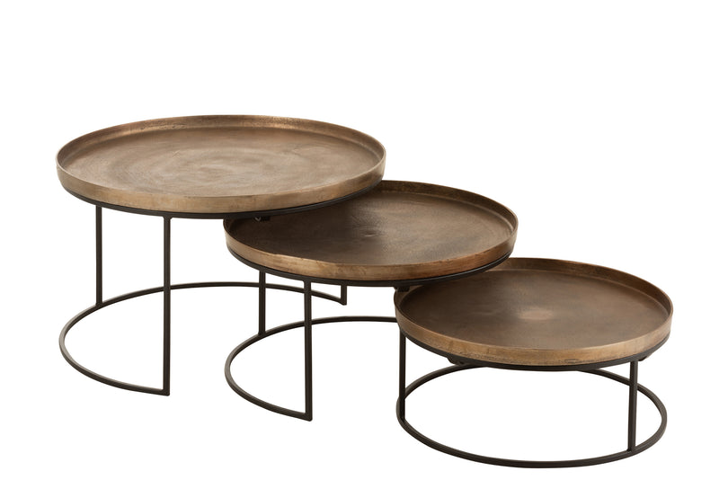 Set Von 3 Beistelltischen in Rostoptik - Hochwertiges Aluminium in Braun