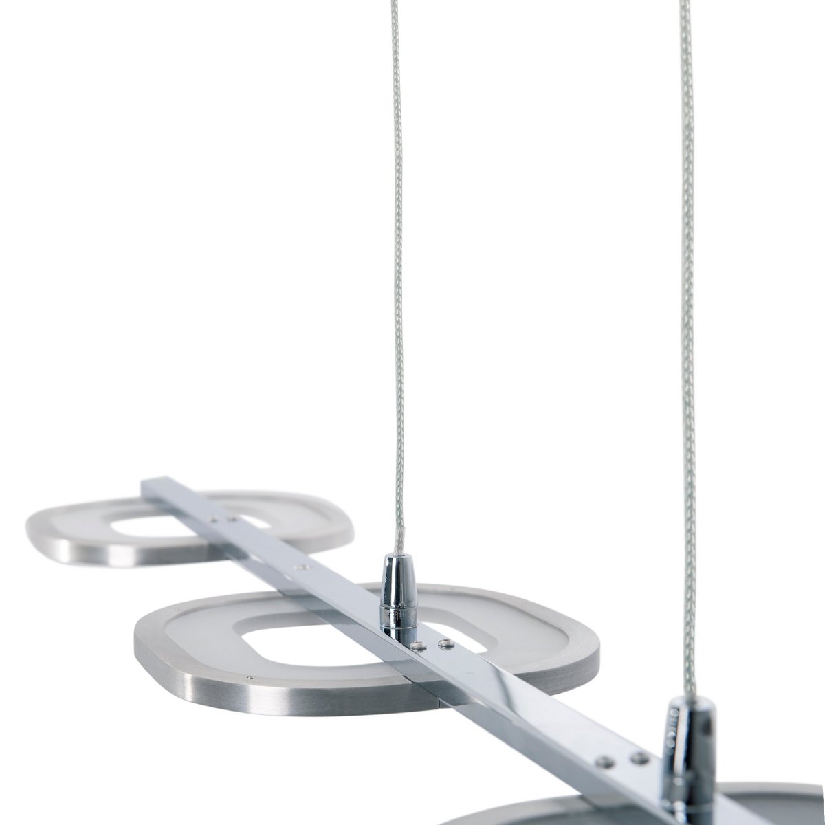LED pendant light "BEAM" made of metal and plastic in bright steel, with integrated LED