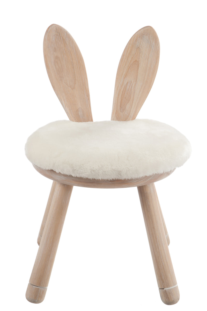 Kinderstoel "Ear Rabbit" gemaakt van natuurlijk hout - wit nepbont