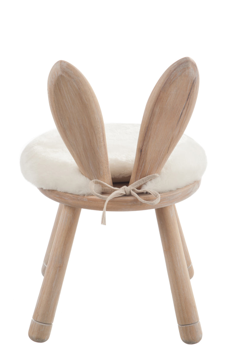 Kinderstoel "Ear Rabbit" gemaakt van natuurlijk hout - wit nepbont