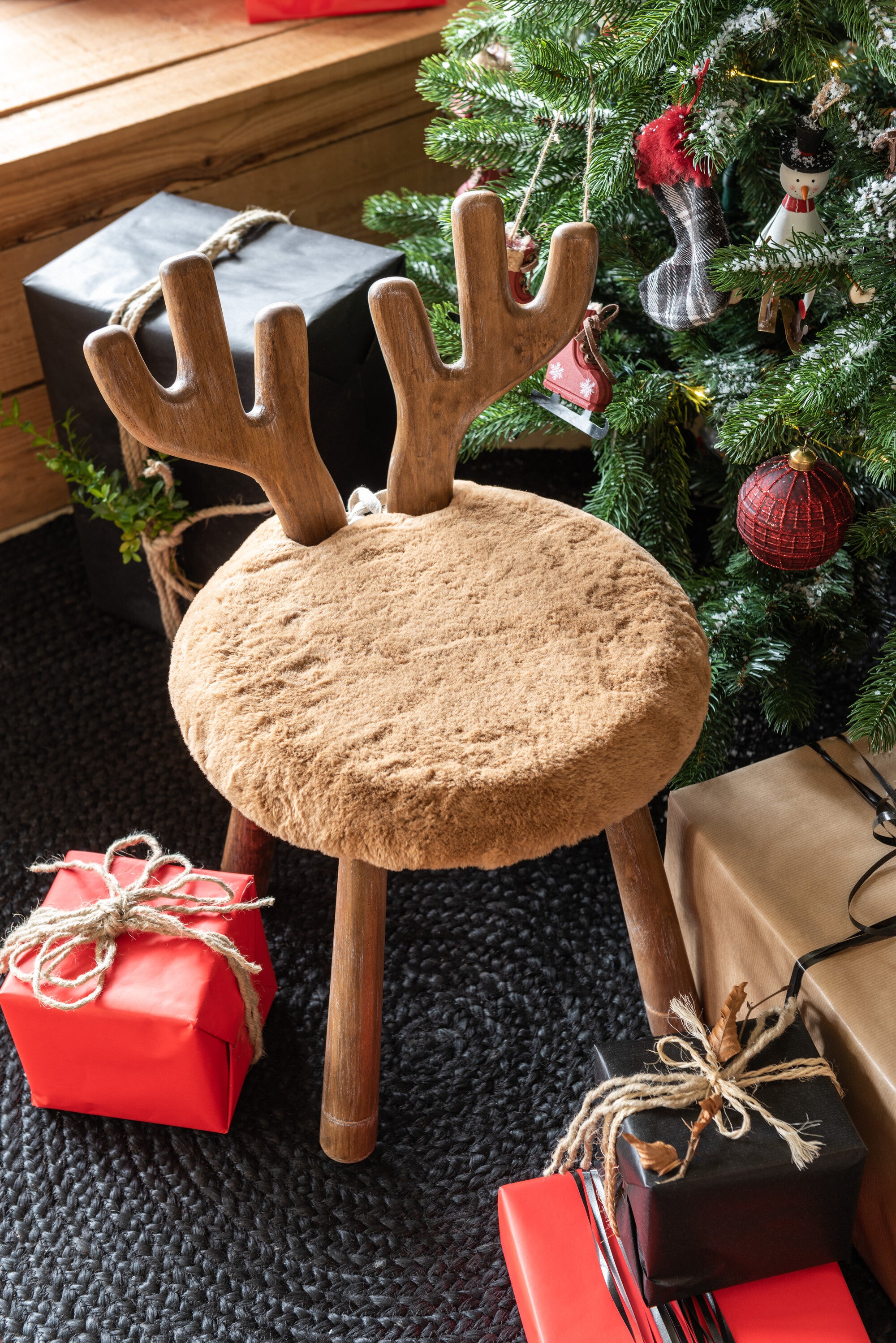 Rentier Kinderstuhl Holz Naturell 56cm Weihnachten
